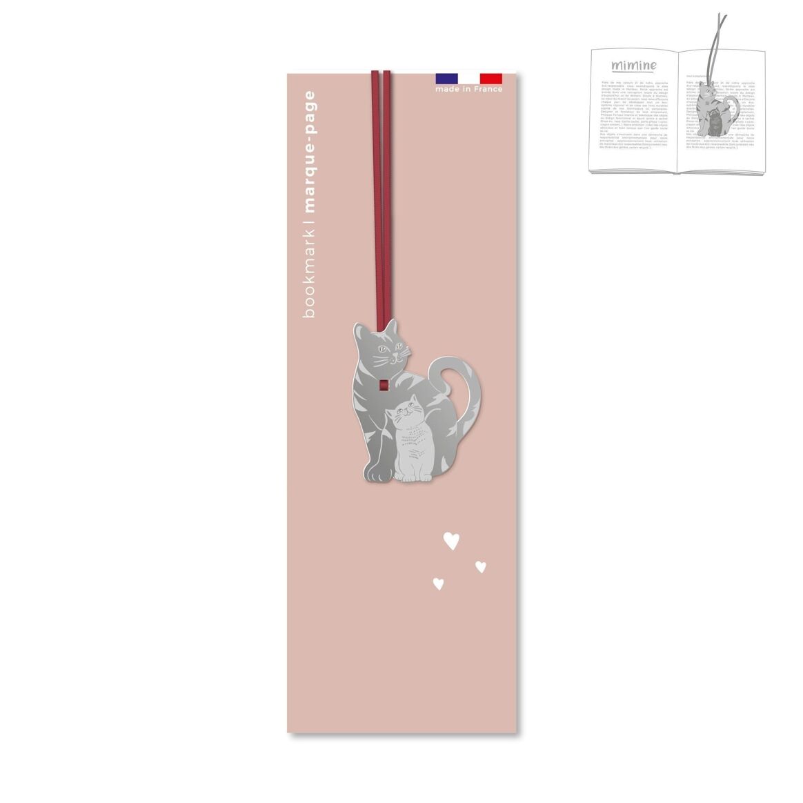 Marque-page en métal Chat Mimine