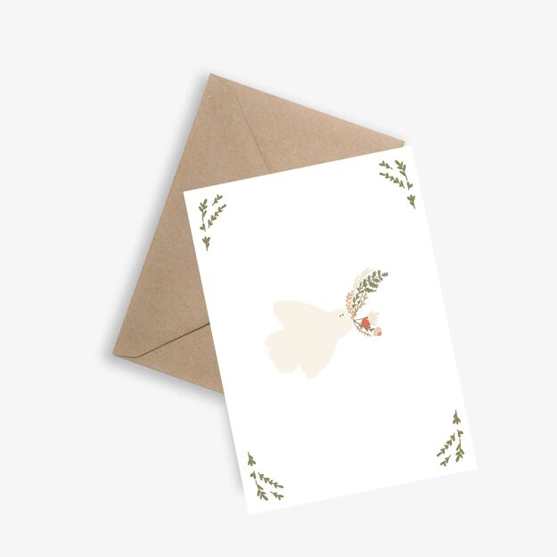 Carte Colombe Fleurs