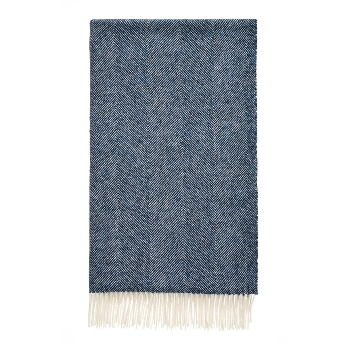 Plaid en Laine Chevrons - Dark Blue
