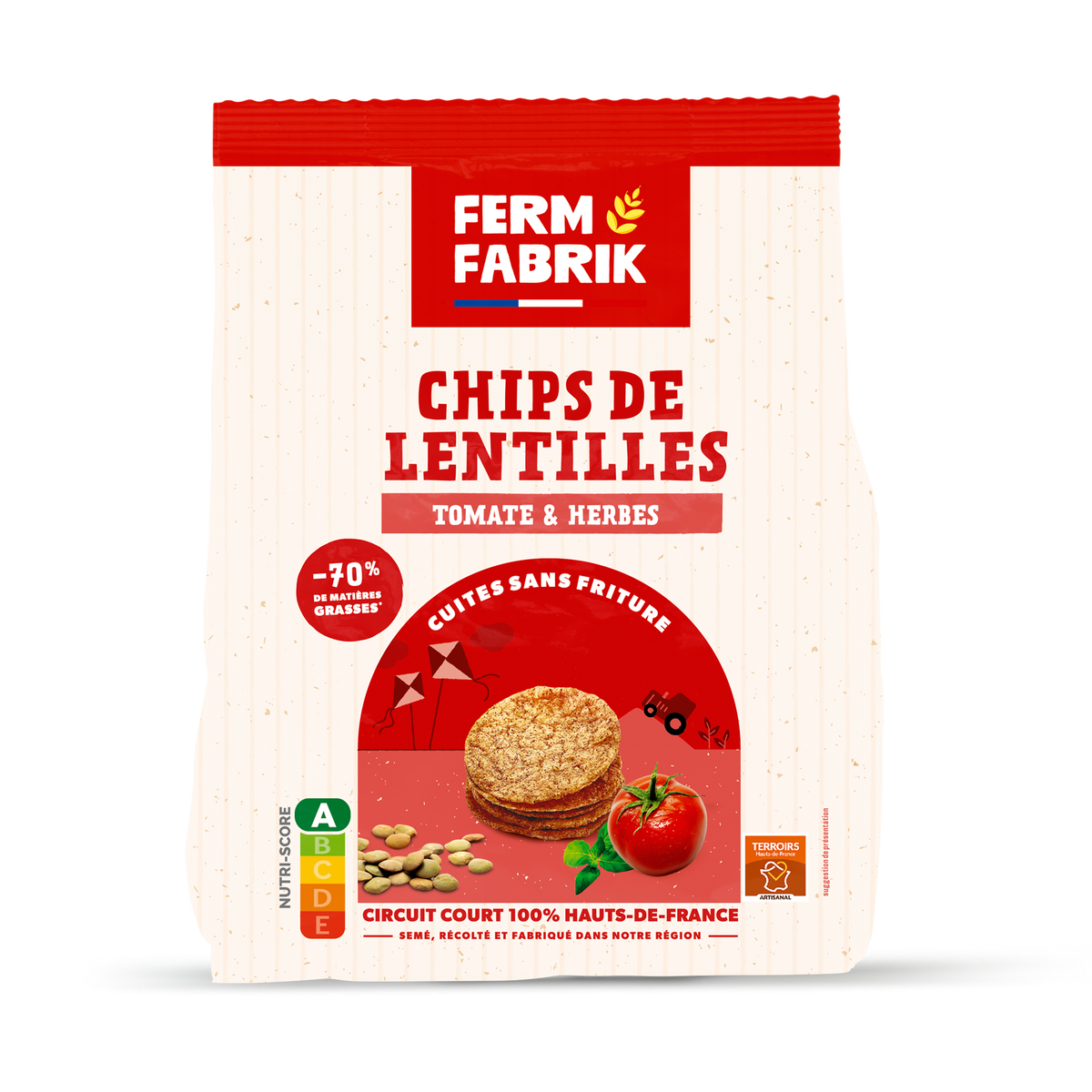 Chips Artisanales de Lentilles Fermières Tomates et Herbes