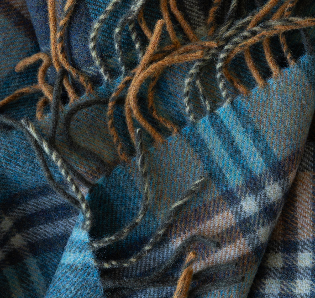 Plaid en Laine d'Agneau - Carreaux Denim Kingfisher 609