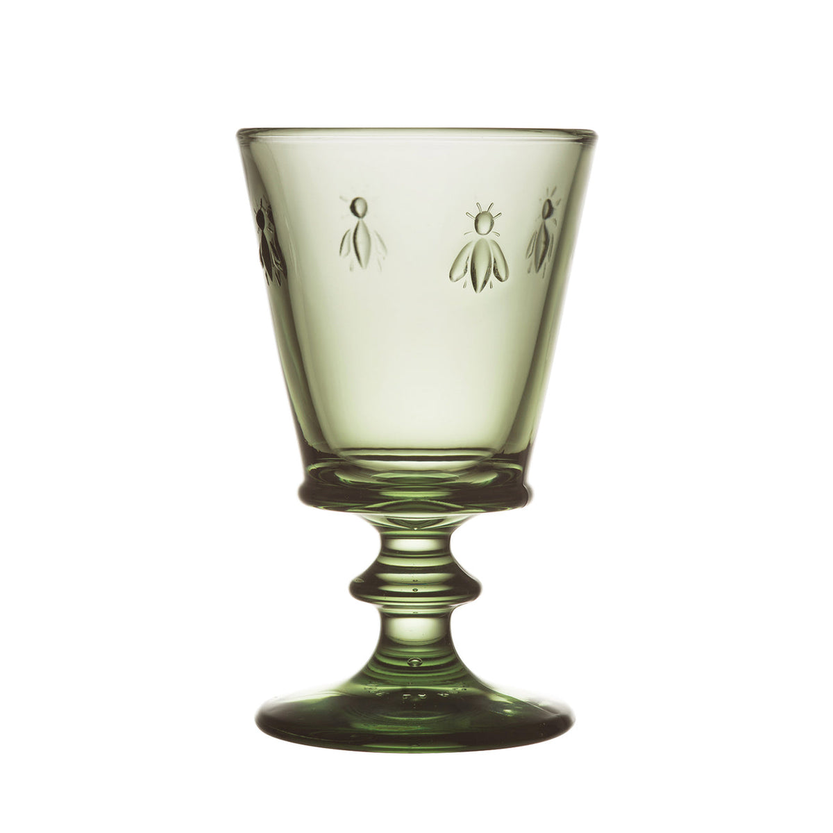 Olive Green Bee Stemmed Glass