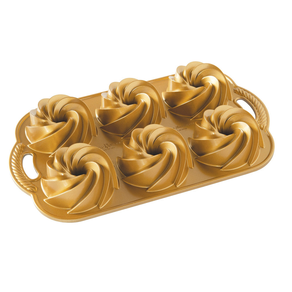 Moule à Gâteau 6 Mini Bundt Tourbillon Gold