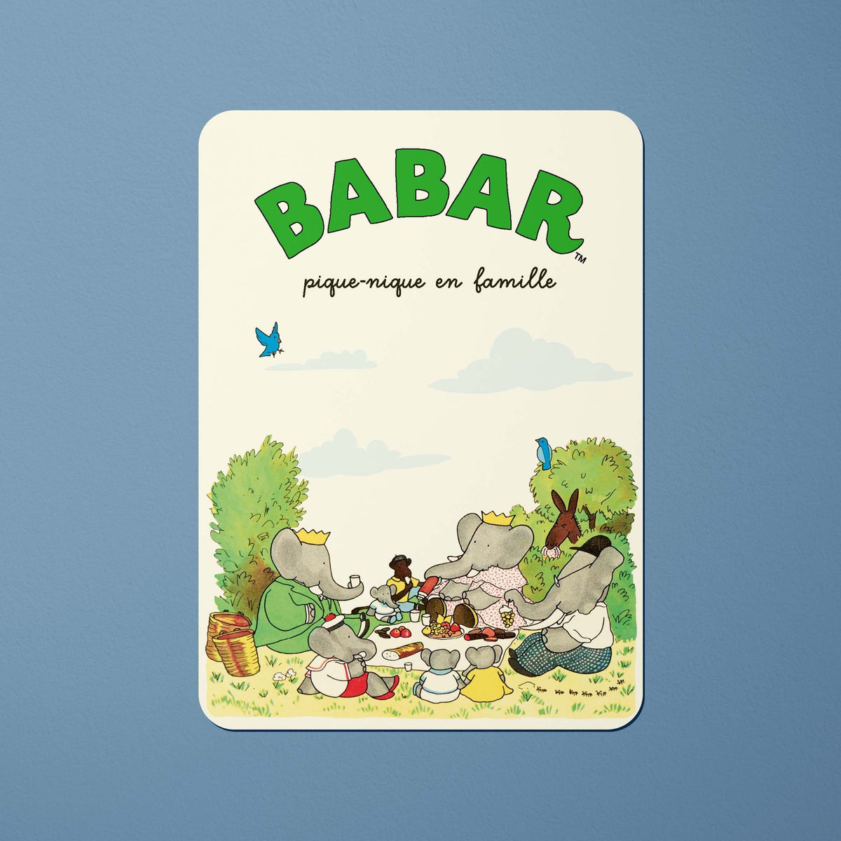 Carte postale Babar - Pique-nique en famille