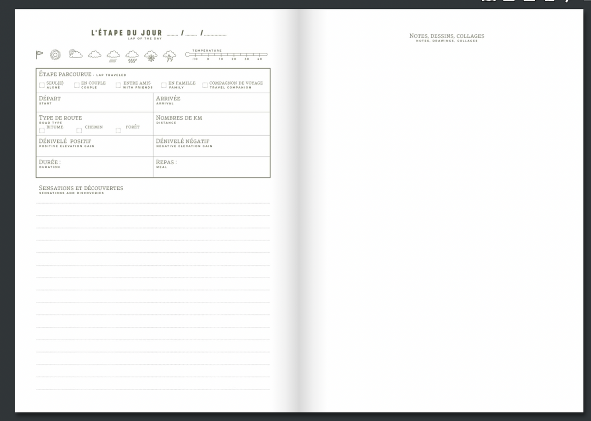 Bicycle traveler's notebook