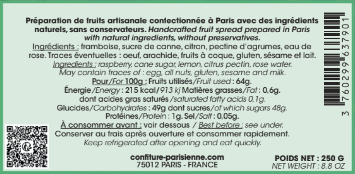 Confiture Framboise Rose Claude Monet