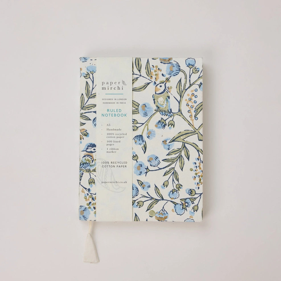 Carnet Ligné Oiseau Chanteur Bleu