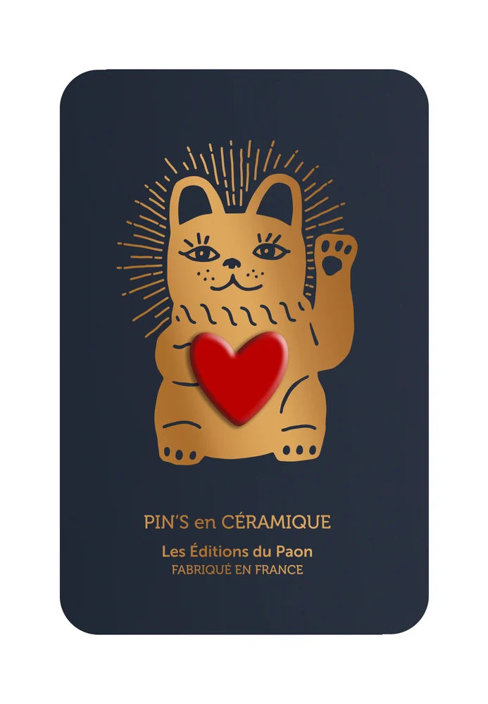 Pin's Cœur Lucky Cat Rouge