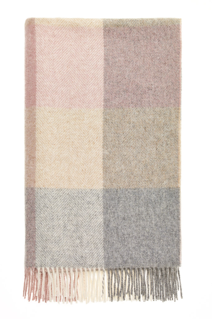 Plaid en Laine Britannique - Block Check Silver Pink