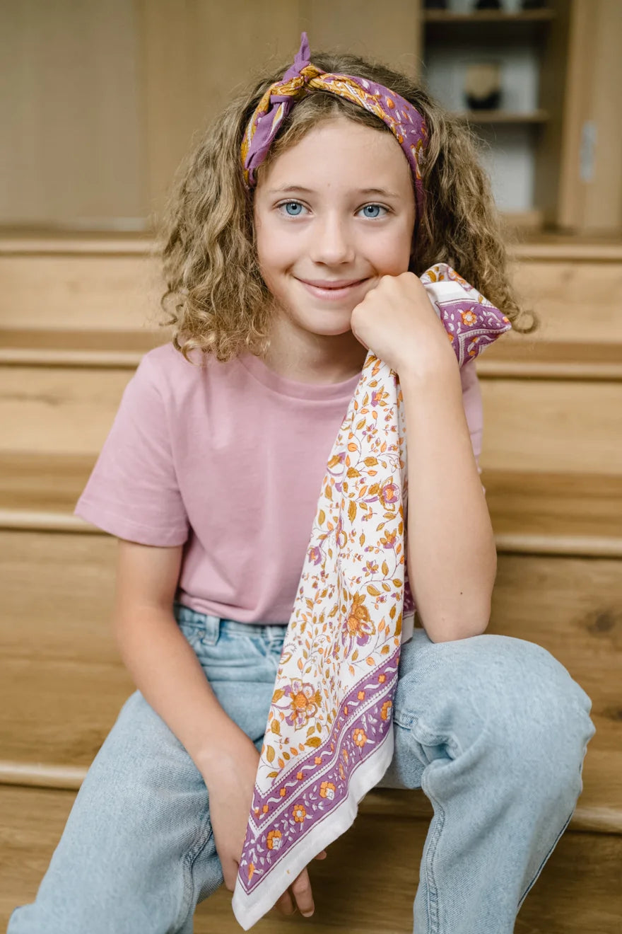 Petit Foulard en Coton Folk Story Pétale