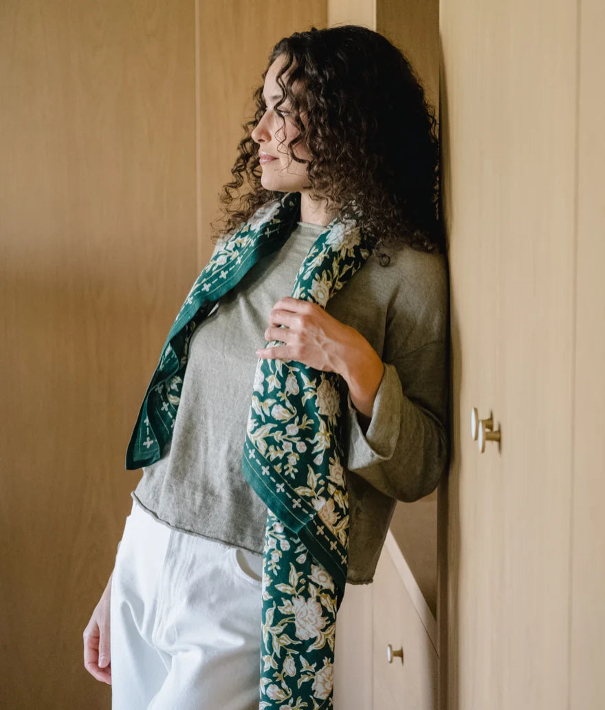 Foulard en coton Bouquet du Matin Eucalyptus