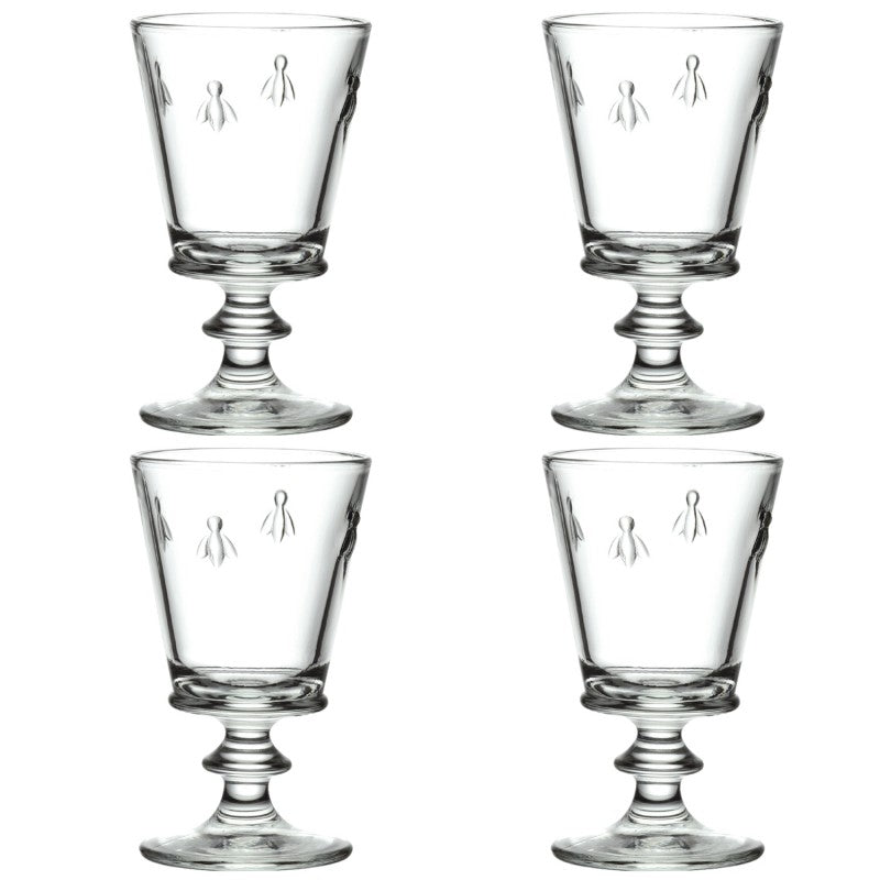 Juego de 4 vasos con tallo de abeja