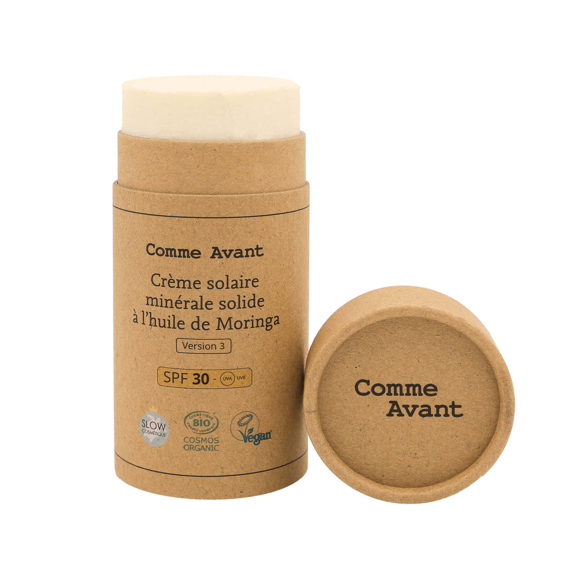 Crème solaire minérale solide SPF30 à l'huile de Moringa bio