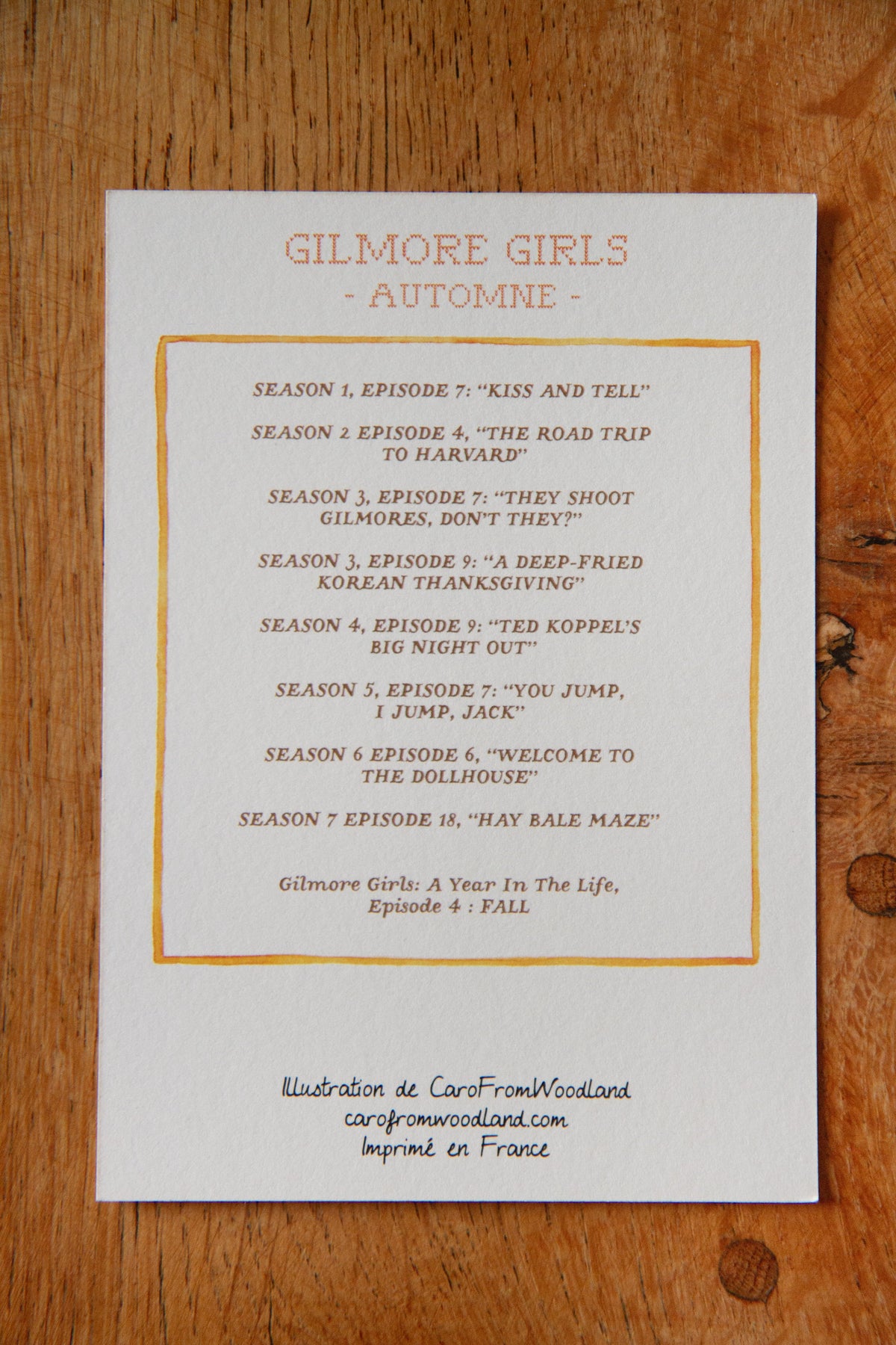 Carte Autumn Festival – Gilmore Girls