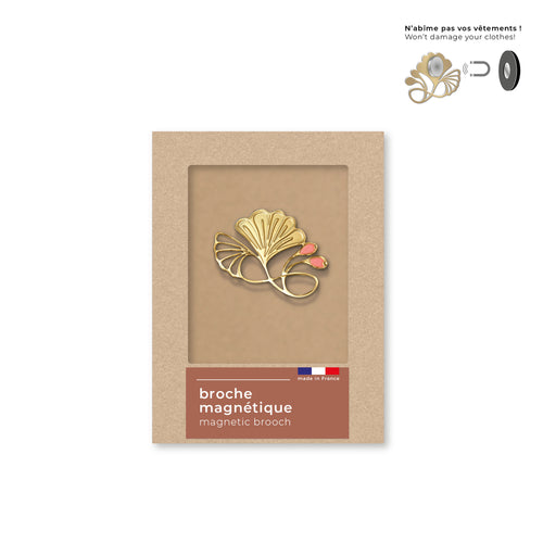 Coral Leaf Art Nouveau Magnetic Brooch