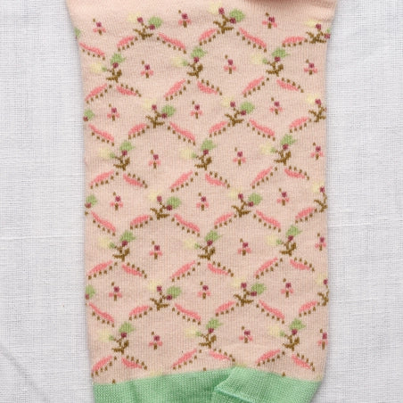 Socquette Treillis Rose Bouton